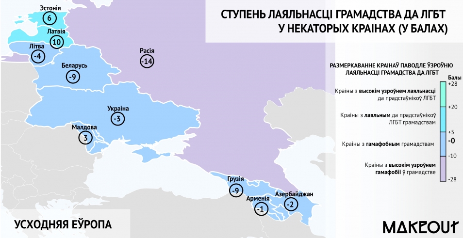 Рэйтынг лаяльнасці краінаў Усходняй Еўропы да ЛГБТ